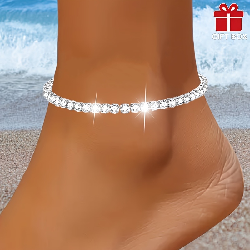 Adjustable Women's Golden Metal Ankle Bracelet Set, Summer Gift